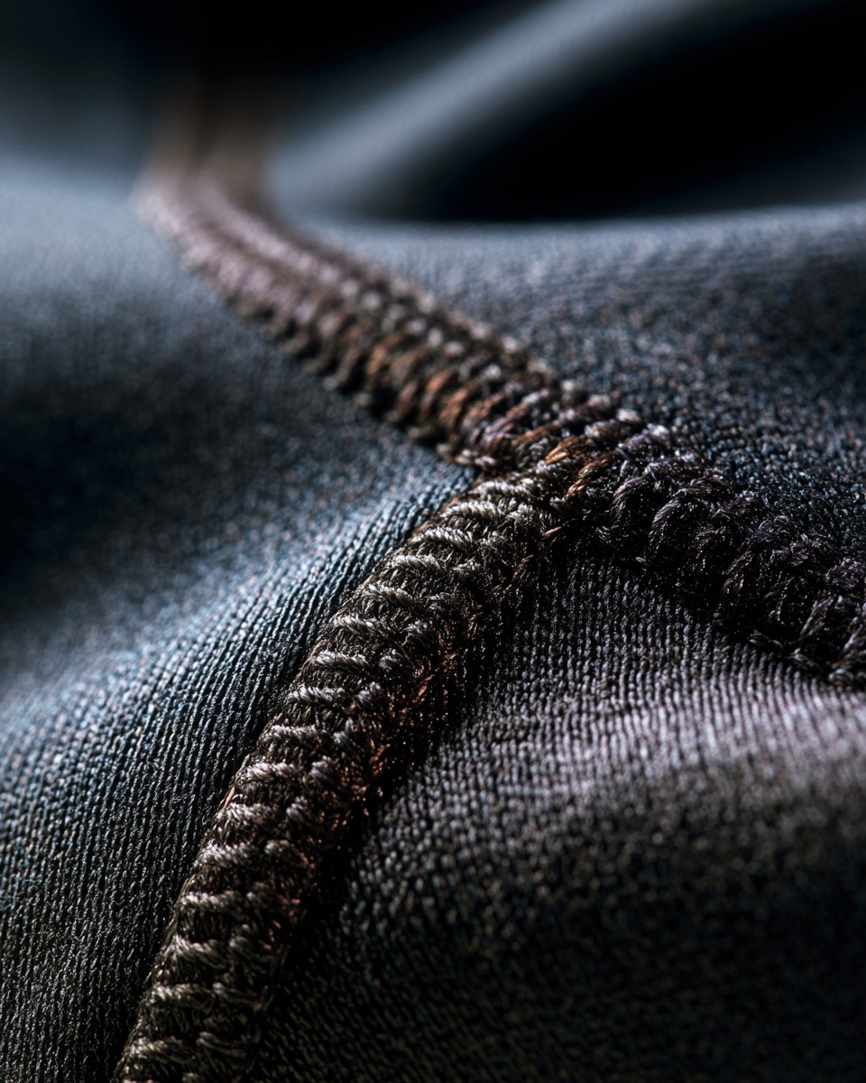 Closeup of SHREAD jersey flatlock stitching detail