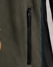 Closeup of SHREAD jersey zip pocket construction