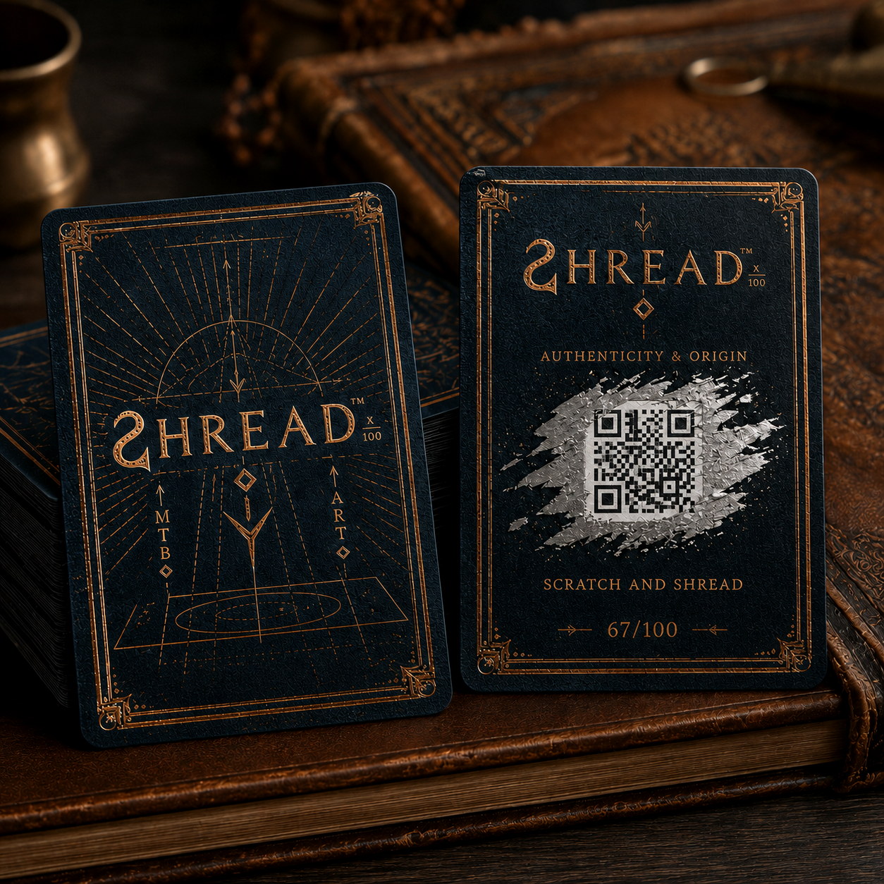 SHREAD QR authenticity scratch card showing numbered origin proof